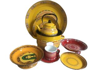 Théières arabes et ensembles de café Plaques en émail arabe Ensembles Plats du Moyen-Orient Couleur jaune - Product Image 3