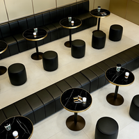 Tables et chaises de bar de style luxe abordable, fabrication et vente en gros de tables rondes noires, tabourets rembourrés