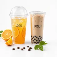Gobelet à boisson froide en plastique PET transparent avec couvercle anti-fuite et protection anti-éclaboussures