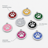 Pendentif personnalisé OEM ODM en polyester brillant avec empreinte de patte de chien, gravure laser du logo, pour identification d'animal de compagnie