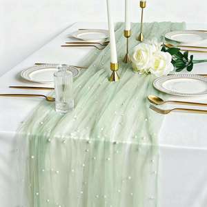 Wholesale Glitter Mesh Pearl <b>Table</b> <b>Runner</b> Custom Size Custom Color Textile Quality For Business Banquets Event Retailer - Product Image 1