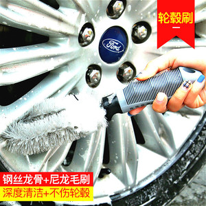 Brosse de nettoyage de roues de voiture, poils en nylon gris, manche en PVC, nettoyage en profondeur, sans dommages, entretien des jantes - Product Image 2