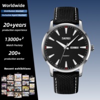 Montre-bracelet homme SKMEI 9303 avec bracelet en tissu raffiné pour la célébration d'équipe, affichage date et jour, expédition en gros pour usage décontracté, agent de vente