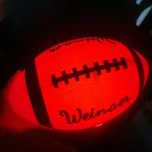LED light up glow in the dark custom logo rubber american football size 3