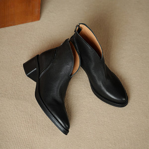 Nuevo Estilo Coreano Retro, Color Sólido, Moda, Duradero, Impermeable, Antideslizante, Hebilla de Cinturón Gruesa de Cuero Genuino, Punta Redonda - Product Image 1