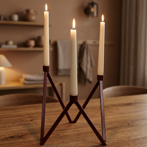 Modern Geometric <b>Candle</b> Holder in Matte <b>Red</b> Stylish Design for Elegant Home Decor and Ambient Lighting - Product Image 1