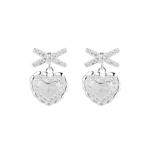 S925 Sterling <b>Silver</b> <b>Stud</b> Earrings Luxury Light Fashion Ins Style Heart Princess Cut Zircon Hot-Selling - Product Image 1