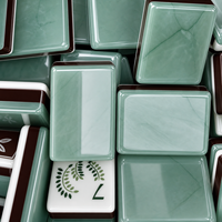 Juego de Mahjong Americano de Acrílico de 3 Capas con Diseño de Lirio de Agua Oriental, Base Verde, Fichas de Lujo Jardin Green para Regalo, Venta al por Mayor