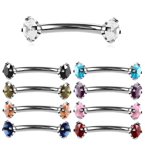 316L Surgical Steel Internally Threaded Curved Barbell Nose <strong>Septum</strong> Ring Eyebrow Stud Ear Piercing <strong>Jewelry</strong> With Zircon