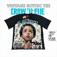 Vêtements pour hommes de haute qualité, tissés en 100% coton, style hip-hop vintage, streetwear, vente en gros personnalisée, manches courtes, imprimé gothique
