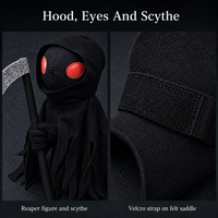Costume d'Halloween pour chien et chat, style Chevalier Grim Reaper avec faucille, à capuche, noir, tenue de transformation pour animaux de compagnie, effrayant, amusant et mignon