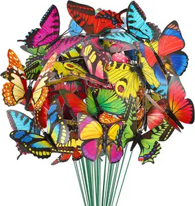 200 adet dekoratif kelebek Stakes su geçirmez bahçe kelebek kanat genişliği 3.5in süsler için kapalı/açık dekor