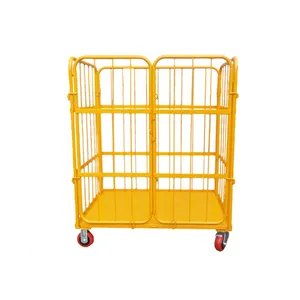 Popular Products 2023 Trending Warehouse Storage Pallets Cage Transport Folding Wire Mesh Container Rolling Cart Cage Trolley