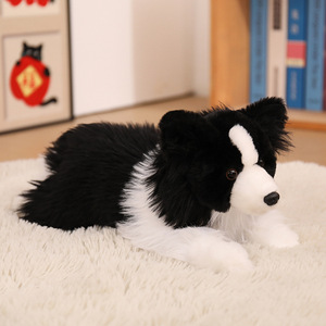 Peluche Border Collie réaliste, chien à poils longs, figurine en peluche, simulation de chien en position debout et allongée, décoration de bureau - Product Image 4