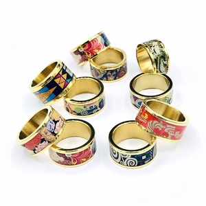 <strong>Golden</strong> Star Jewelry Wholesale Fashion Gold-plated Enamel Couple <strong>Ring</strong> for Part - Product Image 1