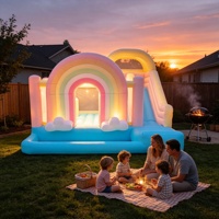 Château gonflable OEM Macaron Rainbow Oxford, toboggan portable pour filles, équipement de jeu de plein air pour les vacances, camping, voyage