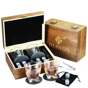 Granite Chilling Stones Whiskey Glasses Gift Set Unique Crystal Customized for Men Mother's Day Father's Day Gift Ideas 6 Color