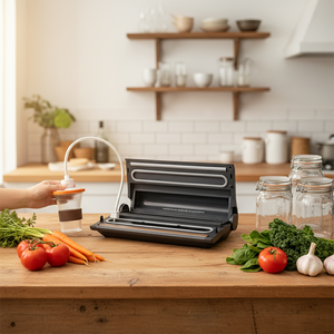 Scelleuse sous vide électrique compacte en acier inoxydable 80Kpa à forte aspiration avec coupe-sac intégré, mode sec/humide et support pour sacs de conservation - Product Image 5