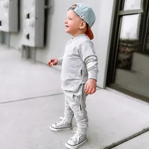 Otoño Niños French Terry Jogger Set Knit Jumper Bebé Niños Chándal