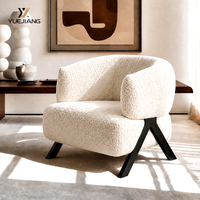 Fauteuil simple ergonomique en tissu, fait main, style moderne français, pour salon, espace de repos, balcon, maison d'hôtes, design artistique et tendance