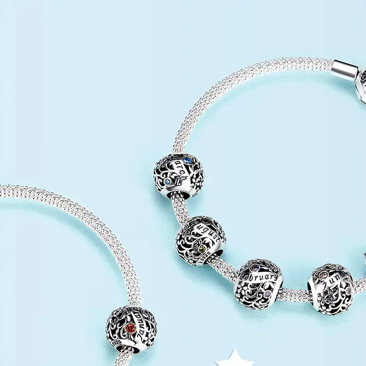 Jilina 925 Sterling Zilveren Bedelarmband Armband Ronde Zirkoon Kralen Voor Dames Diy Sieraden Maken Voor Kinderen
