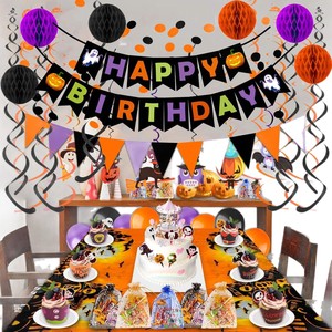 Decoraciones para Fiesta de Halloween, Guirnalda de Banderines Triangulares de Papel, Confeti Circular con Puntos, Guirnalda Colgante para Decoración del Hogar - Product Image 1