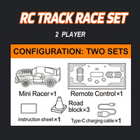 Circuit de course RC 4G pour deux joueurs EPT, en forme de B, avec lumières et son, jouet RC pour enfants avec voitures 1:64 et contrôle par application