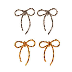 ต่างหูโซ่ทองเหลืองรูปโบว์ชุบทองสำหรับผู้หญิง - Product Image 4