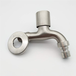 Stainless Steel Faucet Single Handle <b>Wall</b> Mounted 4 Point Quick Opening For Washing Machine <b>Mop</b> Sink Minimalist Design - Product Image 2