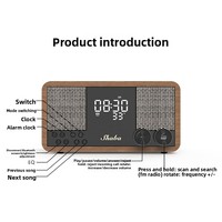Système audio vintage transfrontalier pour haut-parleur 5.1, radio FM domestique en bois, horloge, alarme, avec subwoofer 5W