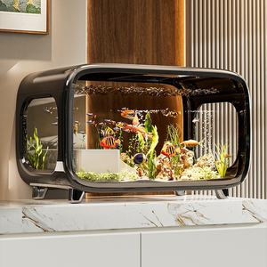 <span class=keywords><strong>Acquario</strong></span> Creativo con Coperchio Trasparente per Tartarughe e Pesci Rossi, Decorazione per Soggiorno, <span class=keywords><strong>Acquario</strong></span> da Scrivania Ecologico con Ornamenti Paesaggistici - Product Image 2