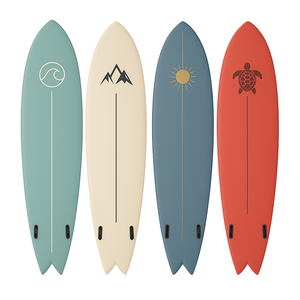 Planche de <span class=keywords><strong>surf</strong></span> hybride de poisson rétro personnalisée petites vagues planche en fibre de verre de couleur personnalisée queue d'hirondelle double aileron EPS époxy OEM eaux de l'océan - Product Image 4