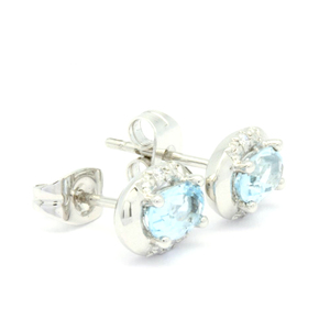 Pendientes de compromiso de oro blanco y topacio para mujer, regalo de aniversario, 18K, 14K, 9K, con tuerca - Product Image 4
