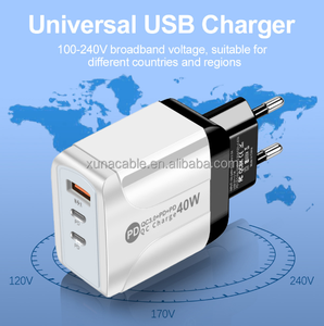 40w EU US UK Charging Head 2PD + USB Charger PD Phone Charger Type-c Adapter pour <span class=keywords><strong>iphone</strong></span> 17 16 15 14 <span class=keywords><strong>13</strong></span> 12 - Product Image 1