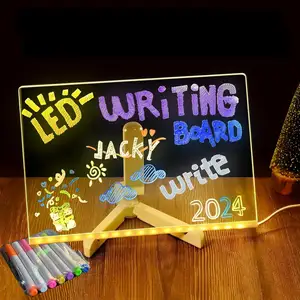 Acrylic Message Board Light LED With Colors Transparent Light Table Lamp Notepad Erasable