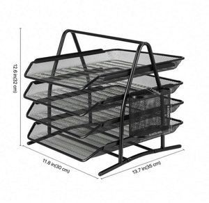 Mesh Metal Desk Organiser 4 Tier <b>File</b> Rack Letter <b>Tray</b> A4 Papers Documents Holder Desk Organizer - Product Image 3