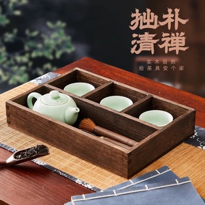 Wooden Desktop Storage <b>Box</b> Rectangle Rustic Office Organizer For <b>Tea</b> Sets Keys Jewelry Cosmetics Stationery - Product Image 3