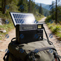 Kts Ktf-1440 Taşınabilir 2 İnç Su Geçirmez Güneş Enerjili Dış Mekan Hoparlörü Kablosuz AM/FM 3 Bantlı Radyo El Feneri USB TF Pil