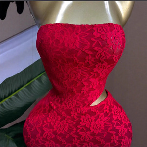 Vestido Maxi de Encaje sin Tirantes para Mujer - Vestido Formal Ajustado con Encaje Floral Rojo, Vestidos de Moda para Mujer - Product Image 6