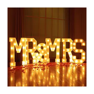 4ft Tall Mr and Mrs Marquee LED Sign Light up Letters Giant Wedding Marquee Numbers Light for Party Props Wedding Decorations