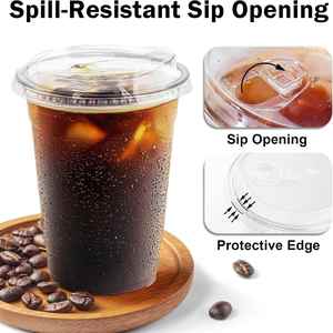 Paquete de 1000 Vasos de Plástico Transparente de 16 oz con Tapas Antiderrames, Desechables, sin Pajita, para Café Helado y Smoothies |   Oficina de Partidos - Product Image 2
