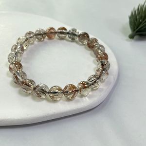 Bracelet en pierre naturelle avec perles de verre colorées, symbole de patientement et de stabilité, très apprécié, compatible FBA, inspection par une tierce partie - Product Image 2