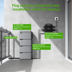 Planta de energía solar fotovoltaica para balcón, 800W, plug and play, balcón completo, sistema solar de respaldo, panel solar, sistema solar para balcón