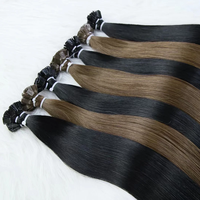 Extensiones de cabello de punta plana de queratina preadherida con doble dibujo K, extensiones de cabello humano europeo Remy ruso 100%