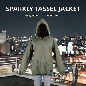 Women's Y2K Long Woven Zipper Windproof Eco-Friendly <b>Sparkly</b> <b>Cardigan</b> Jacket for Club Party Stage Show - Product Image 2