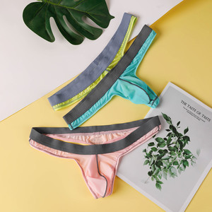 Mát Cảm Giác Người Đàn Ông Của Thấp Tăng Băng Lụa Tóm Tắt Dệt Kim Hot Sexy Đồng Tính Lớn Dương Vật Pouch Đồ Lót Với Logo Trên Eo Bikini thongs - Product Image 2