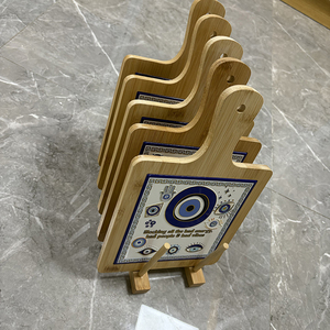 Salvamanteles de Cerámica con Ojo <span class=keywords><strong>Turco</strong></span> en Relieve y Asa de Bambú, Resistente al Calor, para Decoración del Hogar - Product Image 4
