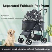 Poussette pour animaux de compagnie poussette pour chien chat avec panier de rangement pliable léger chariot de transport de chien poussette de Jogging