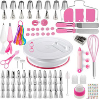Kit de 137 pièces pour décoration de gâteaux : douilles en acier inoxydable, spatules à crème, plateau tournant, outils de pâtisserie, formes irrégulières, emballage en boîte colorée