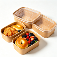 Conteneur alimentaire en papier long non toxique pour repas à emporter adaptés aux enfants, grande quantité en stock, boîte à emporter en gros pour distributeurs en vrac